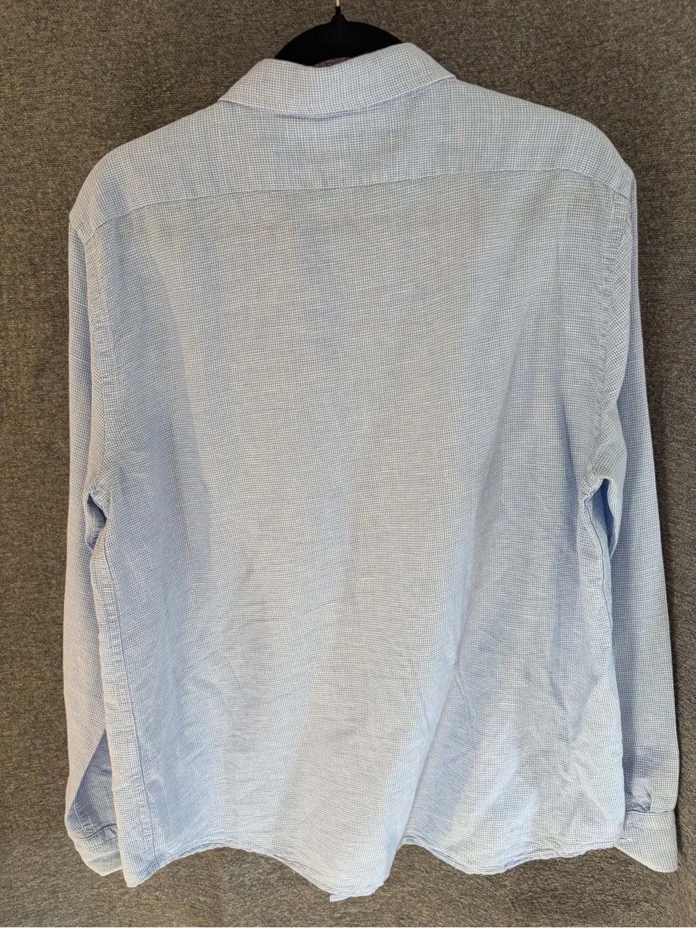 Banana Republic Light Blue Microcheck Linen-Blend Dress Shirt Size M